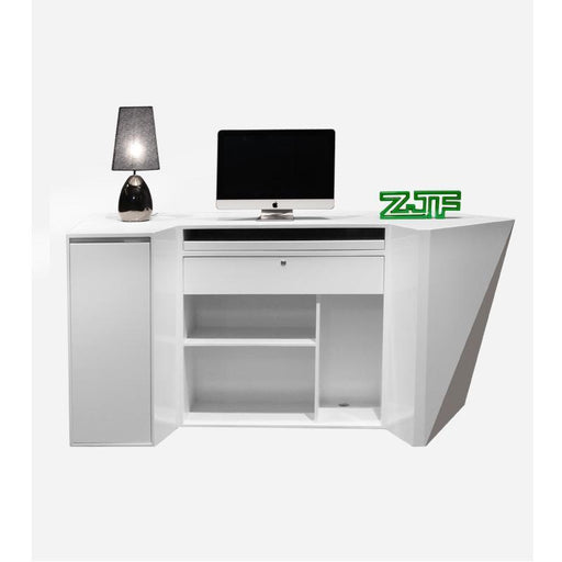 Geometric White Reception Desk Design Cash Counter Till Desk - M2 Retail