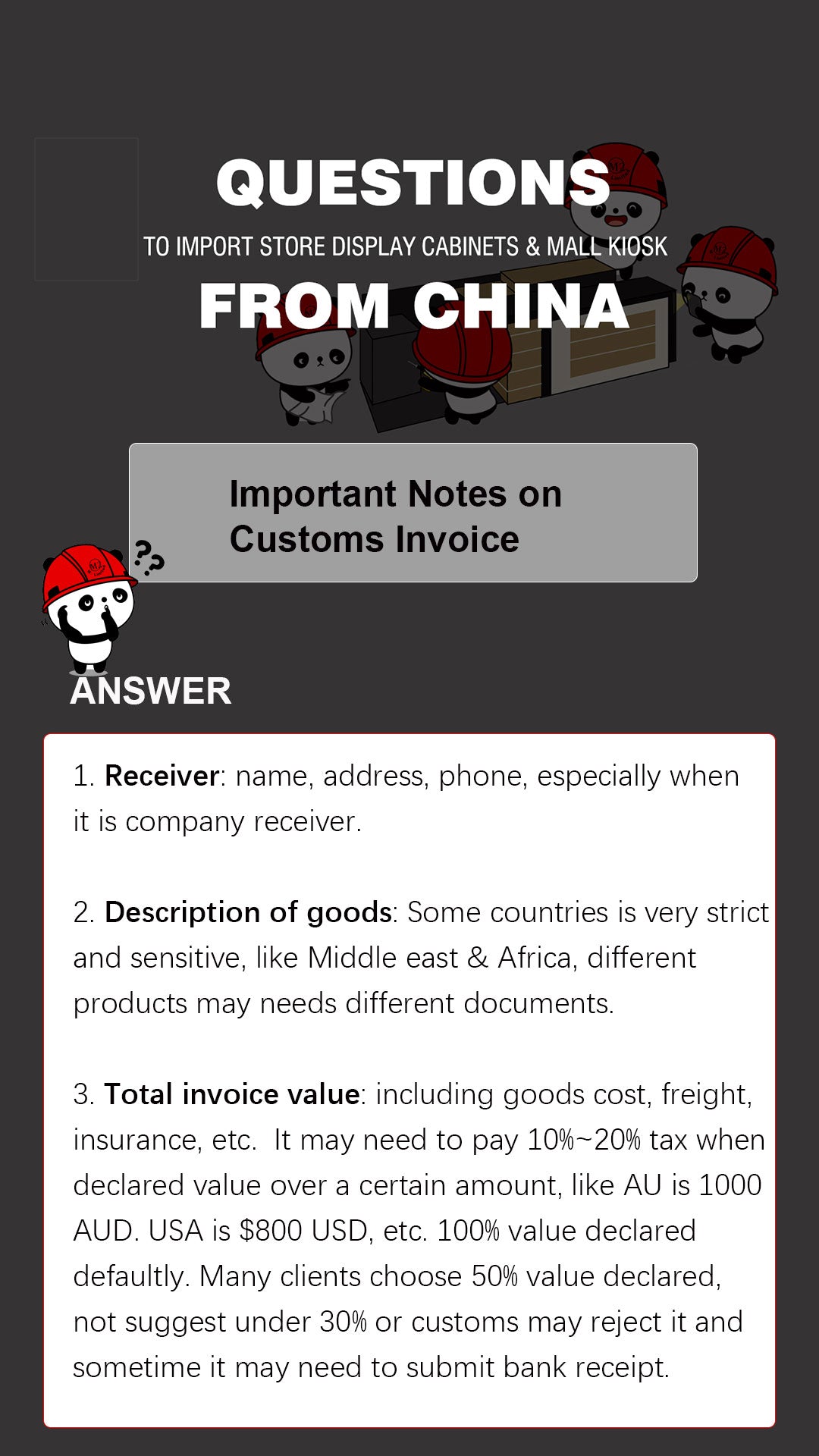 Important Notes on Customs Invoice — M2 Retail