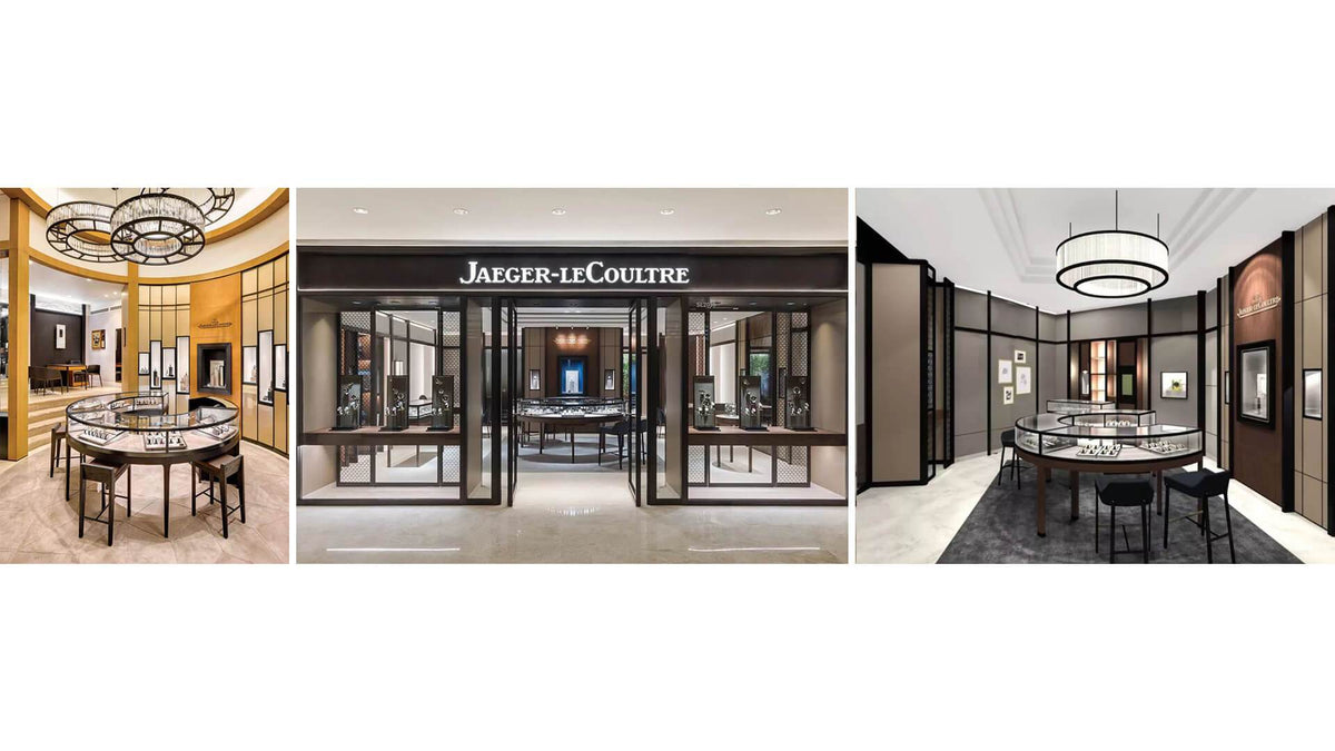 Jaeger-LeCoultre black stainless steel watch shop design - M2 Retail