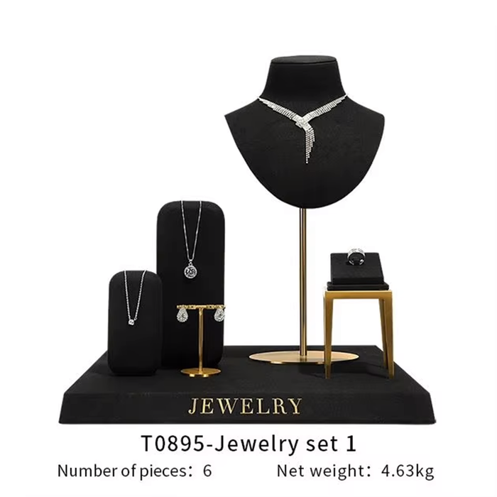 SETS-Black Ultra-Fine Jewelry Display Stand for Necklaces/Rings/Bracelets and Earrings