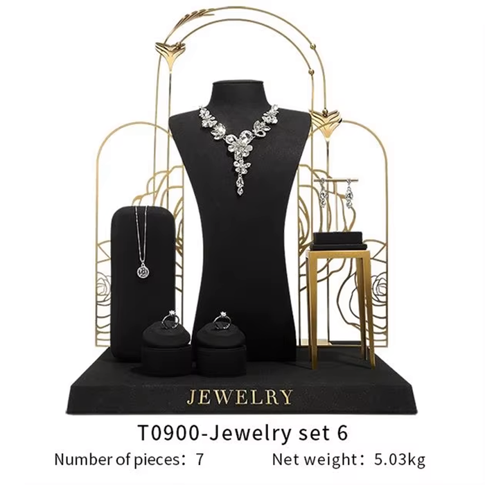 SETS-Black Ultra-Fine Jewelry Display Stand for Necklaces/Rings/Bracelets and Earrings