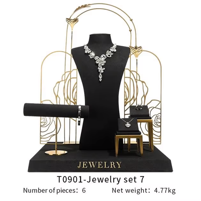 SETS-Black Ultra-Fine Jewelry Display Stand for Necklaces/Rings/Bracelets and Earrings