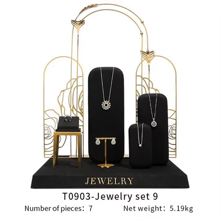 SETS-Black Ultra-Fine Jewelry Display Stand for Necklaces/Rings/Bracelets and Earrings