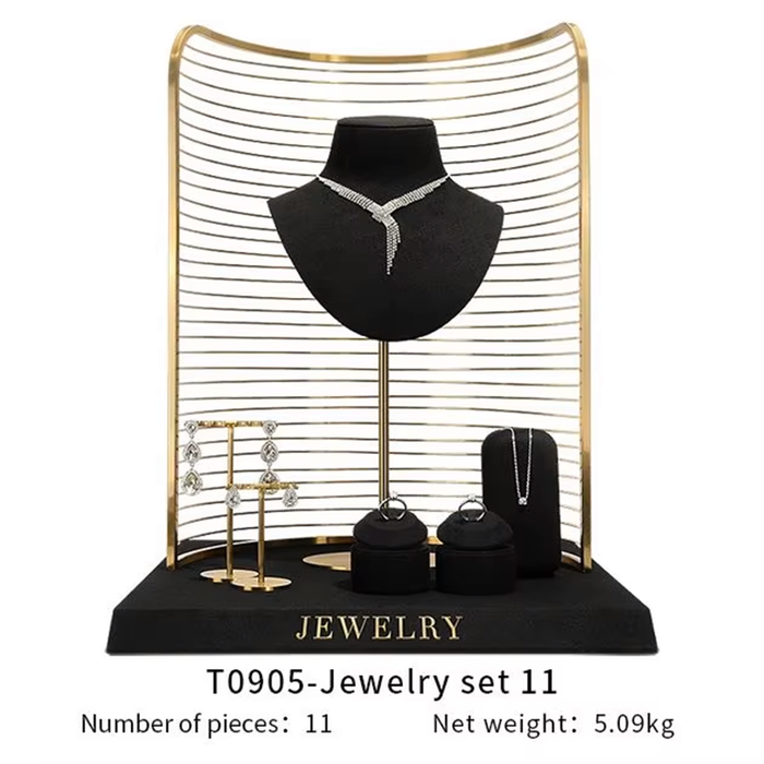 SETS-Black Ultra-Fine Jewelry Display Stand for Necklaces/Rings/Bracelets and Earrings