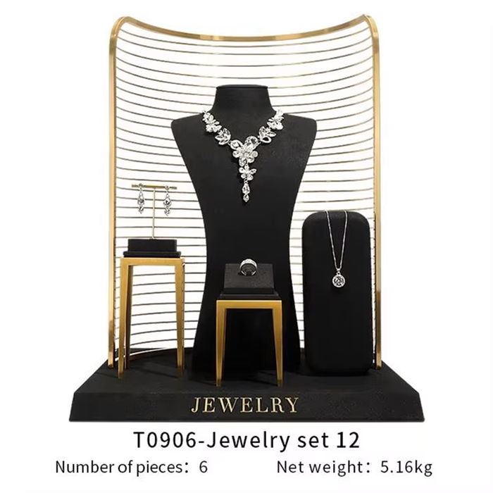 SETS-Black Ultra-Fine Jewelry Display Stand for Necklaces/Rings/Bracelets and Earrings