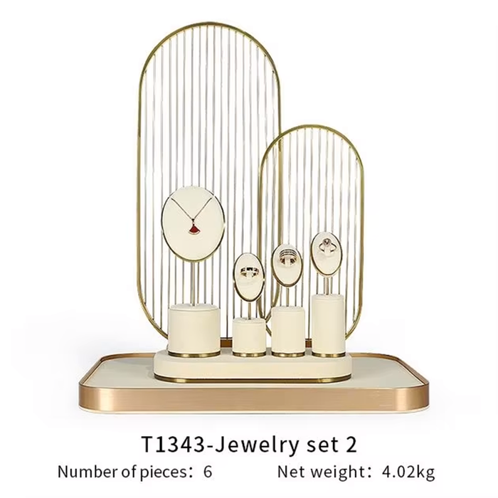 SETS-Ivory White Jewelry Display Stand - Earring, Ring, Bracelet, and Necklace Showcase Prop