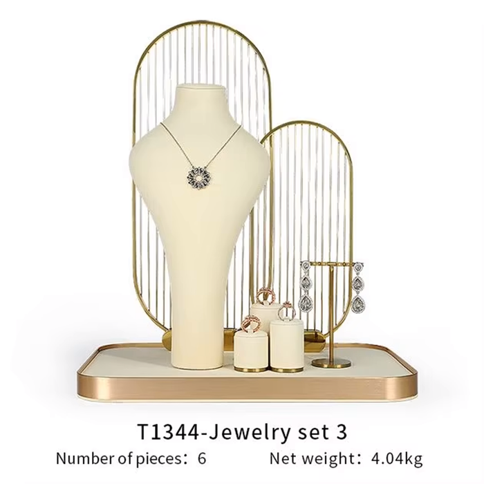 SETS-Ivory White Jewelry Display Stand - Earring, Ring, Bracelet, and Necklace Showcase Prop