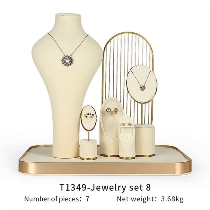 SETS-Ivory White Jewelry Display Stand - Earring, Ring, Bracelet, and Necklace Showcase Prop