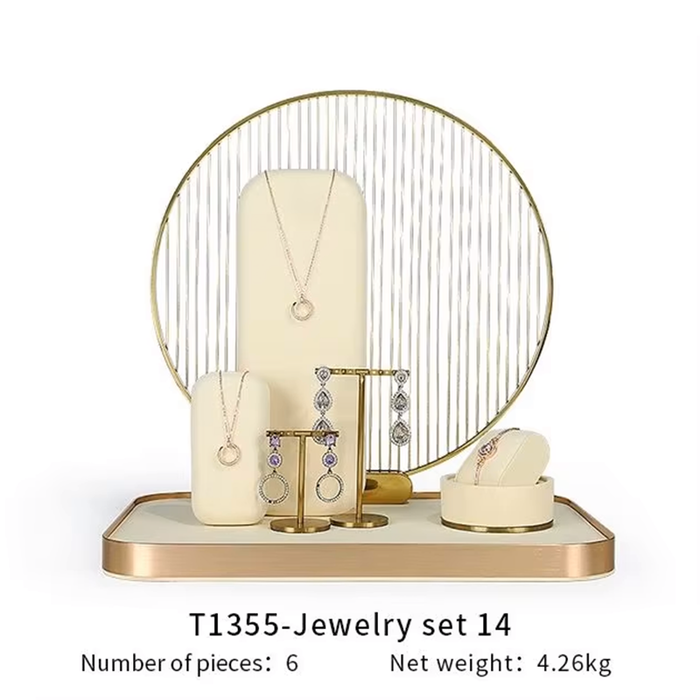 SETS-Ivory White Jewelry Display Stand - Earring, Ring, Bracelet, and Necklace Showcase Prop