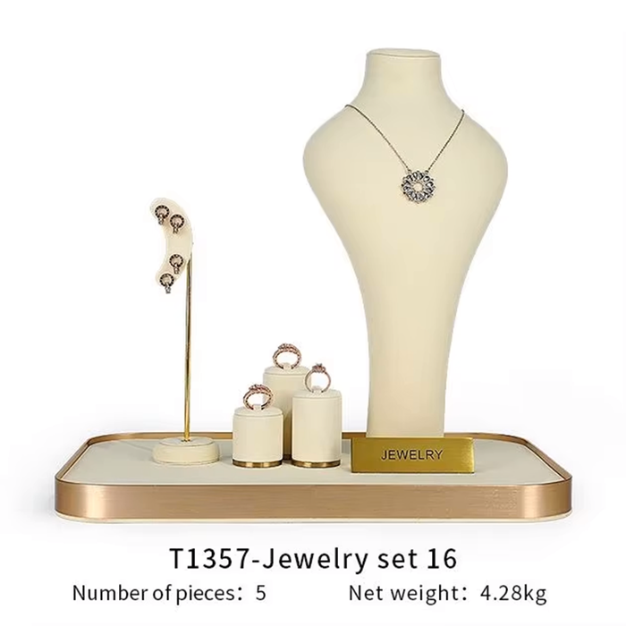 SETS-Ivory White Jewelry Display Stand - Earring, Ring, Bracelet, and Necklace Showcase Prop