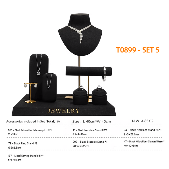 SETS-Black Ultra-Fine Jewelry Display Stand for Necklaces/Rings/Bracelets and Earrings