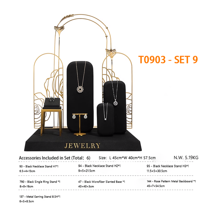 SETS-Black Ultra-Fine Jewelry Display Stand for Necklaces/Rings/Bracelets and Earrings