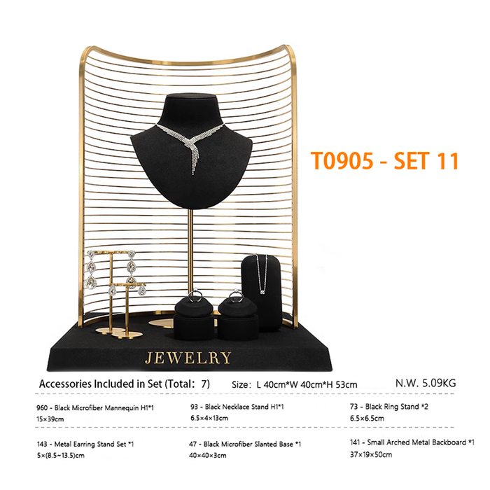 SETS-Black Ultra-Fine Jewelry Display Stand for Necklaces/Rings/Bracelets and Earrings