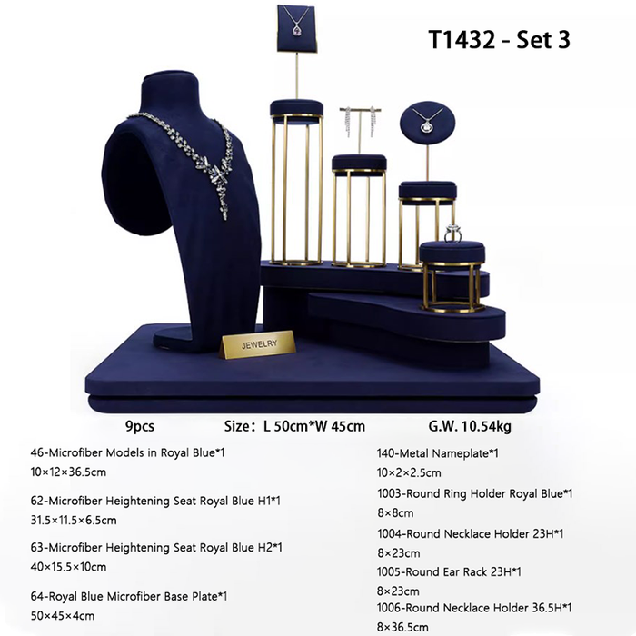 SETS - Royal Blue Jewelry and Watch Display Stand - Ultra-Fiber Showcase Props