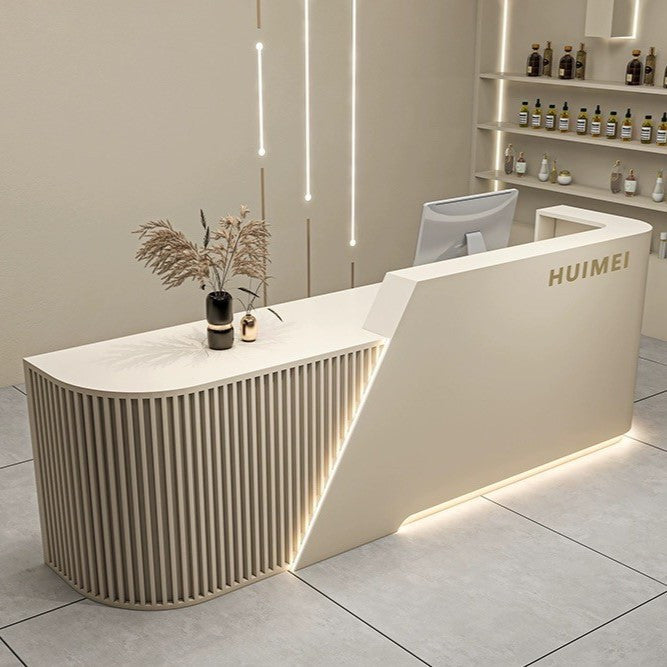 Modern Curved Reception Counter Design 2 Person Modern High Gloss