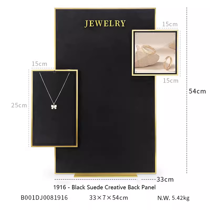 M2 Items Black Velvet Jewelry Display Stand for Necklaces, Rings, and Earrings - Luxury Jewelry Props