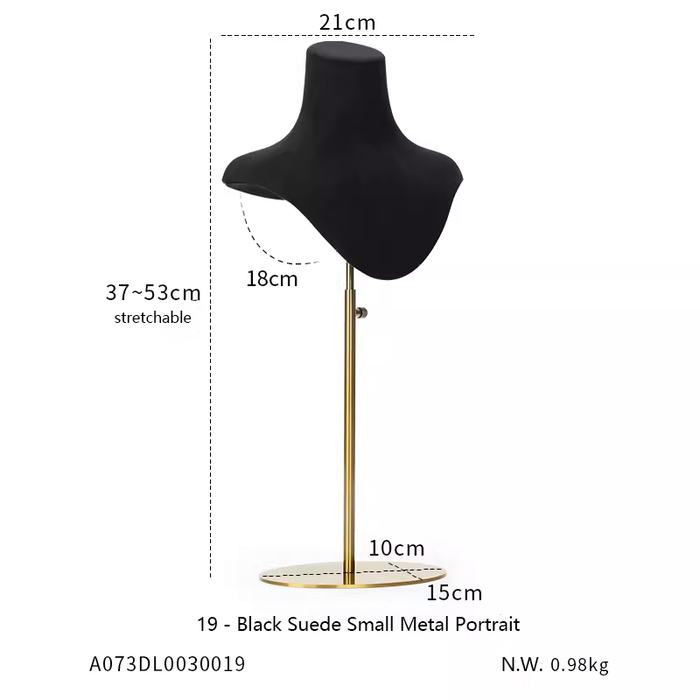 M2 Items Black Velvet Jewelry Display Stand for Necklaces, Rings, and Earrings - Luxury Jewelry Props