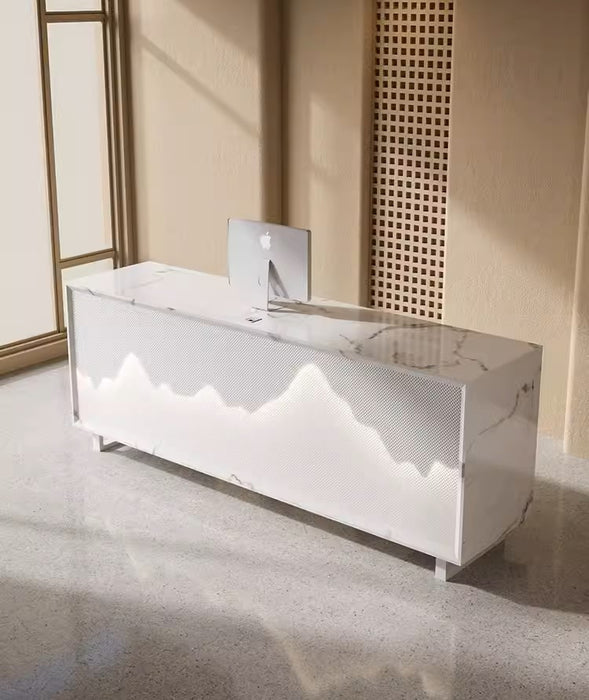 Opal Custom Modern Chinese Style White Reception Desk with LED