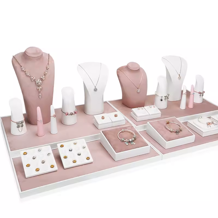 M2 White and Pink Pandora Lacquered Jewelry Display Stand for Bracelets, Rings, and Necklaces - High-End Jewelry Props