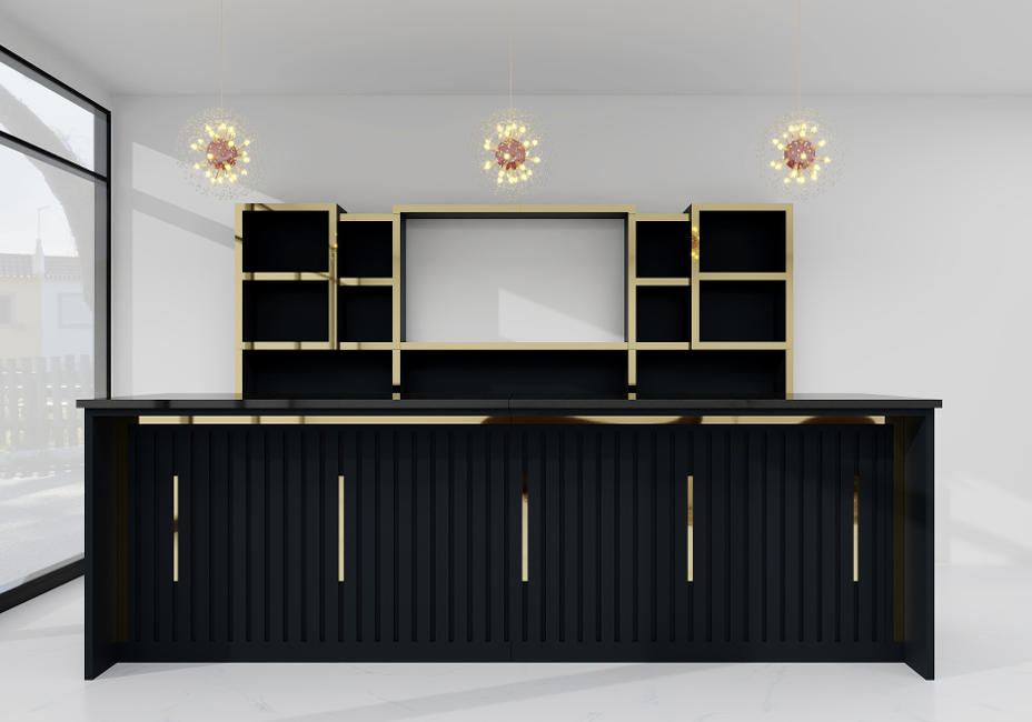 Industrial Style Bar Counter Restaurant Reception Desk Custom Marble Countertop