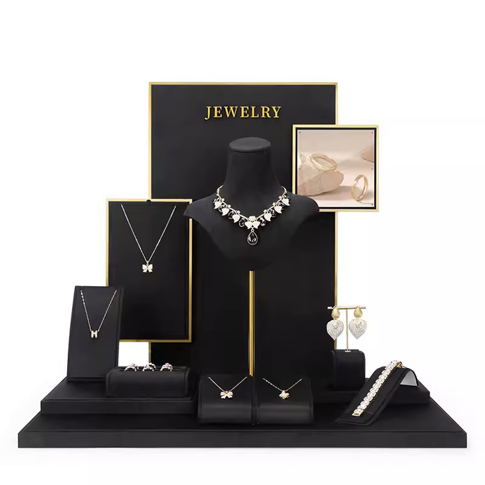 M2 Items Black Velvet Jewelry Display Stand for Necklaces, Rings, and Earrings - Luxury Jewelry Props