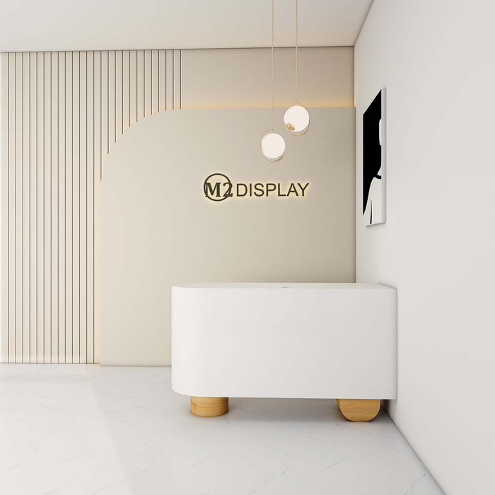 Ossa White Elegant Custom Reception Desk — M2 Retail