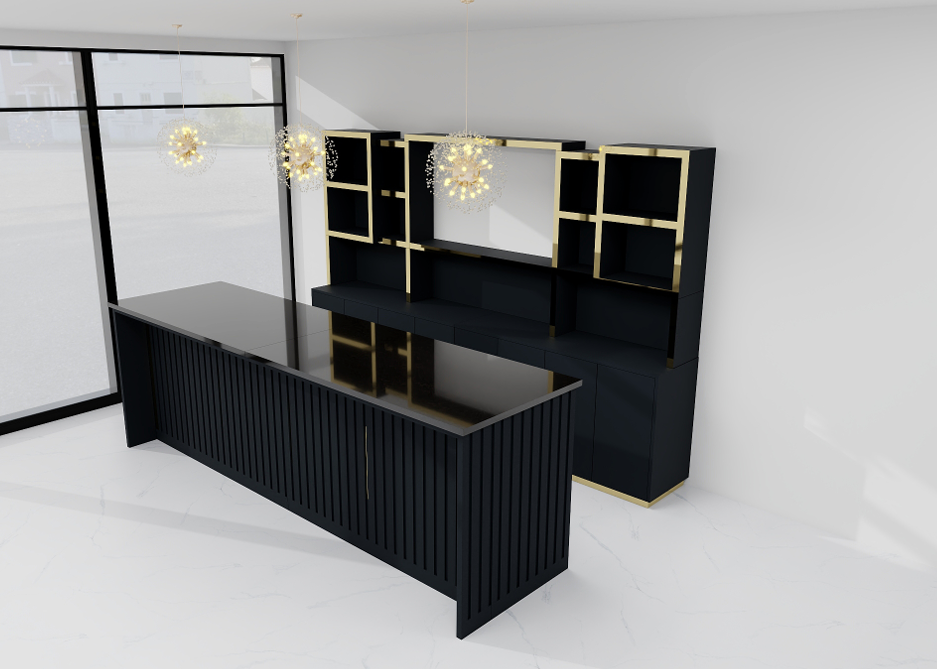 Modern Minimalist Grid Custom Artificial Stone Countertop Reception desk