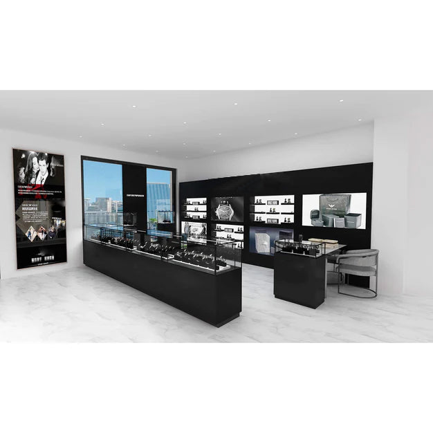 Watch Shop in Shop Interior Design for Armani | Black Paint With Glass Showcase