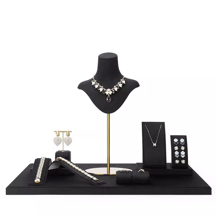 M2 Items Black Velvet Jewelry Display Stand for Necklaces, Rings, and Earrings - Luxury Jewelry Props