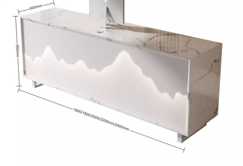 Opal Custom Modern Chinese Style White Reception Desk with LED