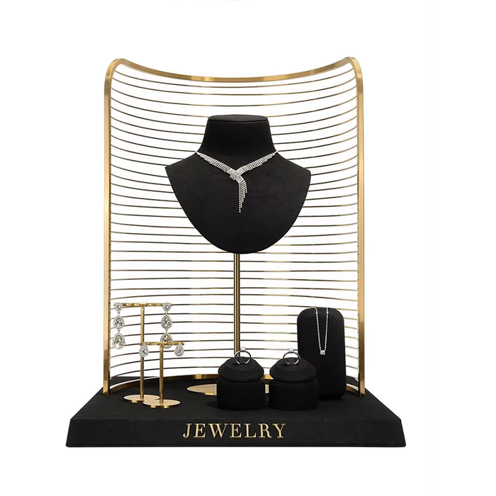 SETS-Black Ultra-Fine Jewelry Display Stand for Necklaces/Rings/Bracelets and Earrings