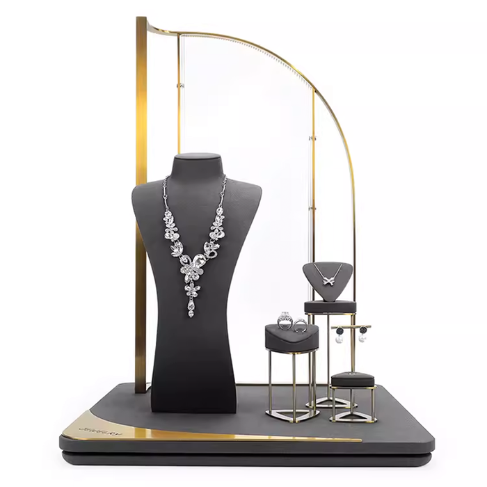 SETS - M2 Items New High-End Gray Jewelry Display Stands for Necklaces, Bracelets, Earrings, and Rings