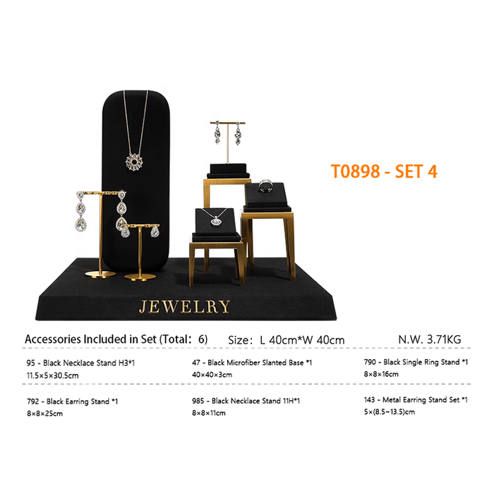 SETS-Black Ultra-Fine Jewelry Display Stand for Necklaces/Rings/Bracelets and Earrings