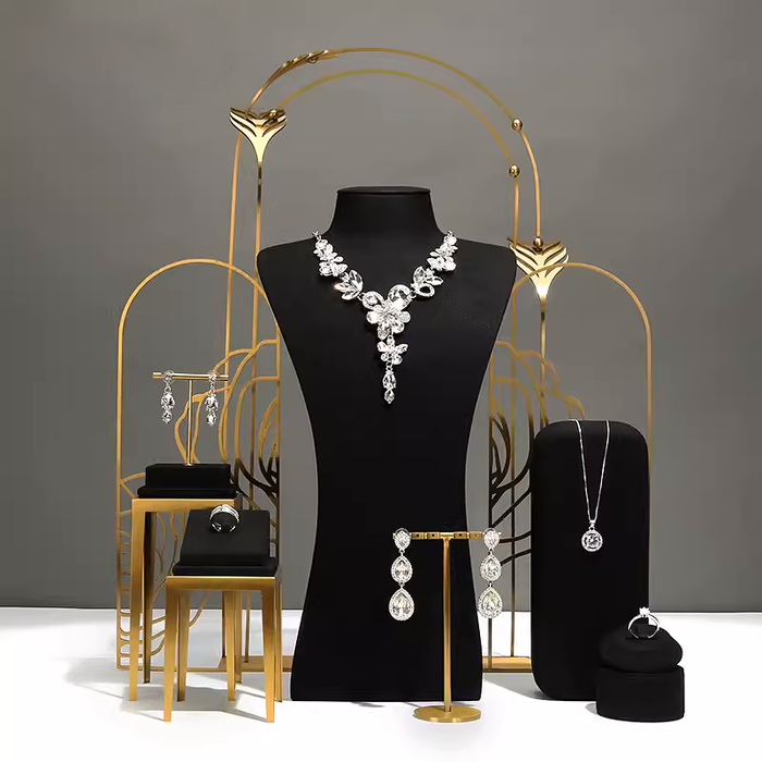 SETS-Black Ultra-Fine Jewelry Display Stand for Necklaces/Rings/Bracelets and Earrings