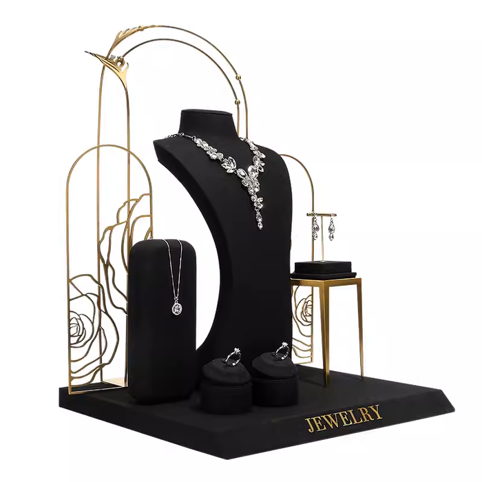 SETS-Black Ultra-Fine Jewelry Display Stand for Necklaces/Rings/Bracelets and Earrings