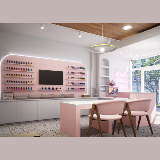Chic Pink Nail Salon Reception Solution Design