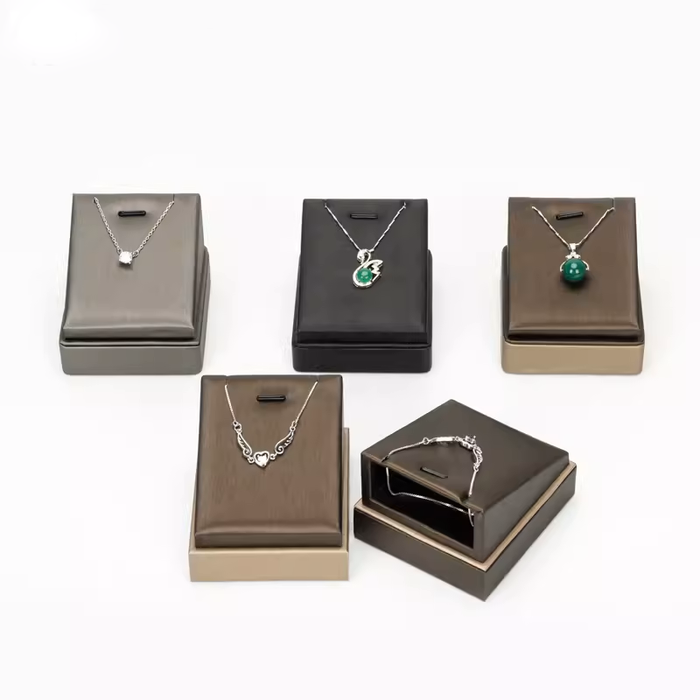 Complete Jewelry Display Set with Necklace Pendant Tray and Showcase Stand Ensemble