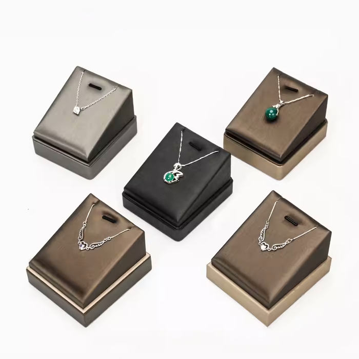 Complete Jewelry Display Set with Necklace Pendant Tray and Showcase Stand Ensemble