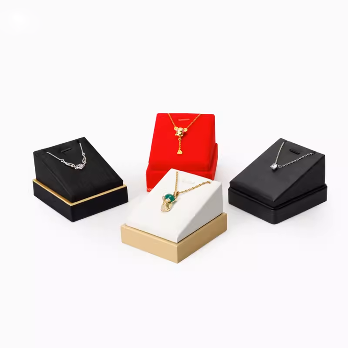 Complete Jewelry Display Set with Necklace Pendant Tray and Showcase Stand Ensemble