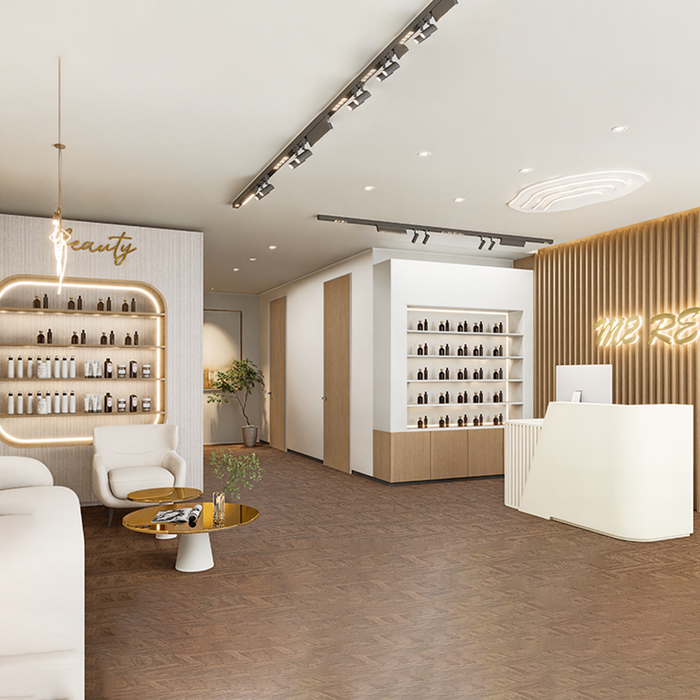Elegant Modern White Oak Spa & Salon Reception Solution