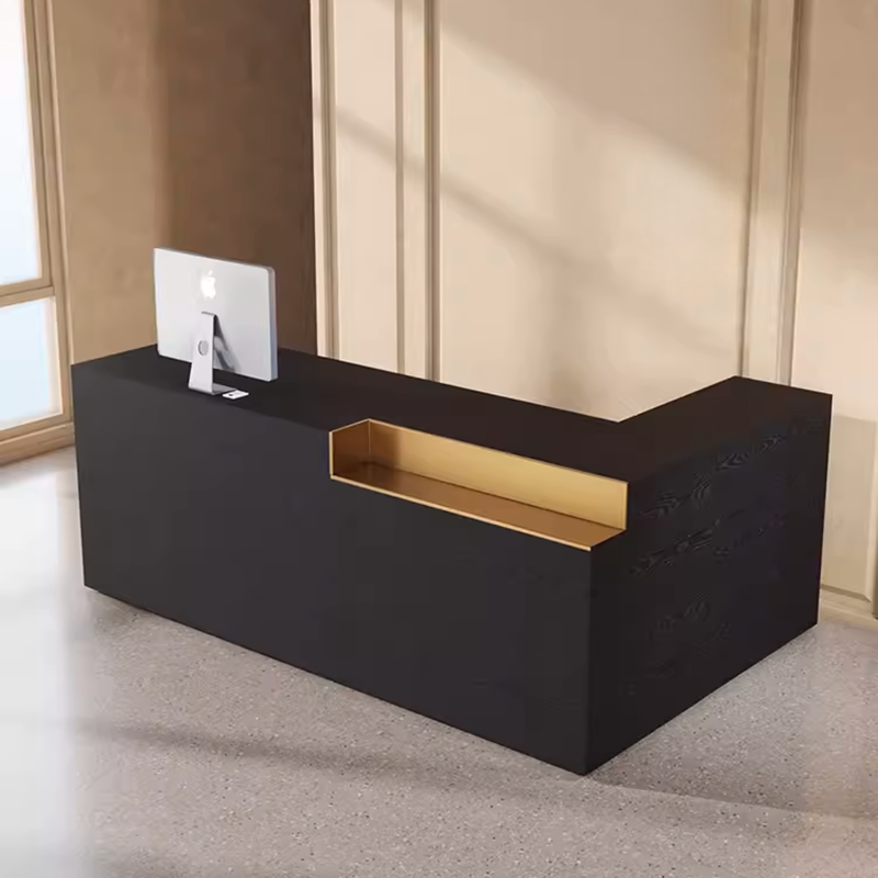 Basic Reception Desk Gyges L-shape Corner Simple Reception Desk — M2 Retail