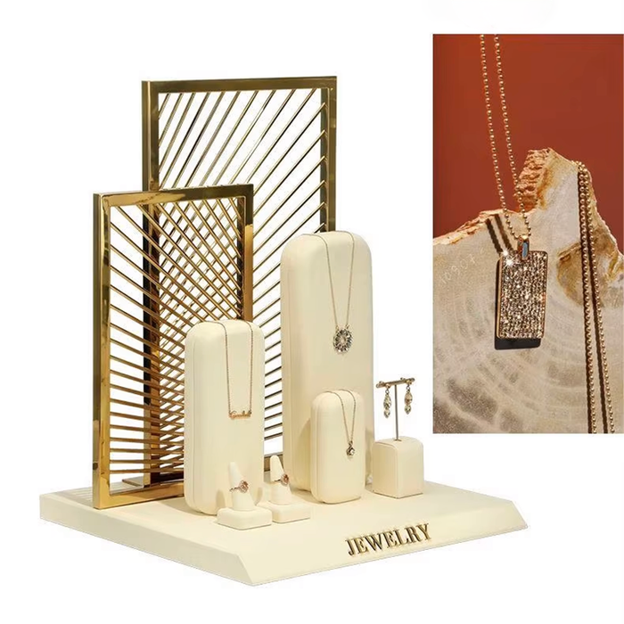 SETS-Ivory Light Jewelry Display Stand - Necklace and Earring Showcase Mannequin