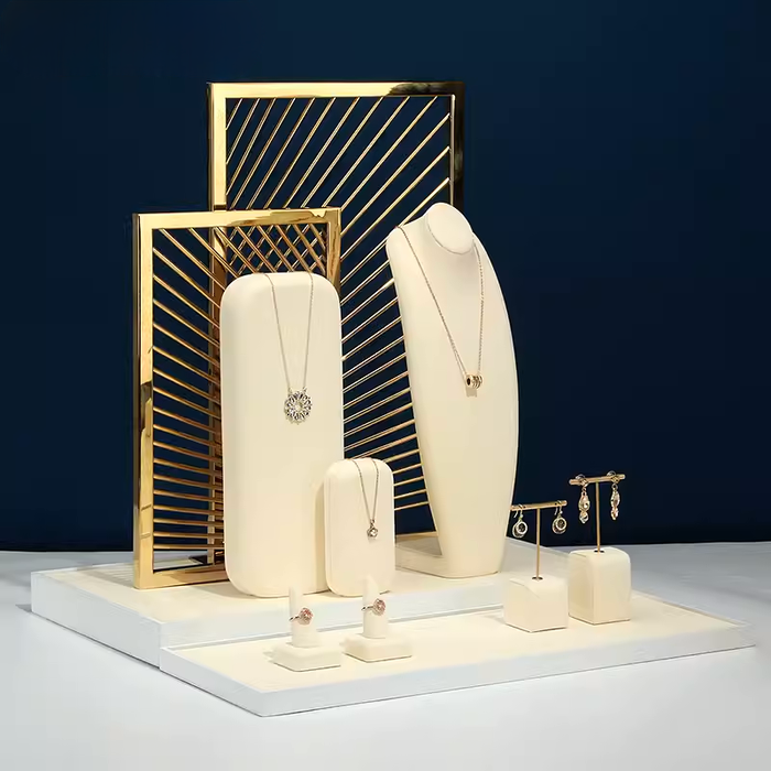 SETS-Ivory Light Jewelry Display Stand - Necklace and Earring Showcase Mannequin