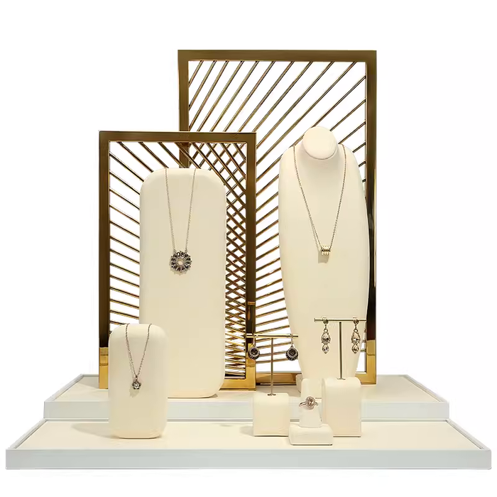 SINGELS-Ivory Light Jewelry Display Stand - Necklace and Earring Showcase Mannequin