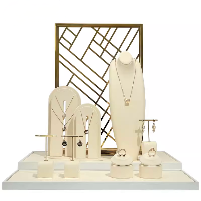 SETS-Ivory Light Jewelry Display Stand - Necklace and Earring Showcase Mannequin