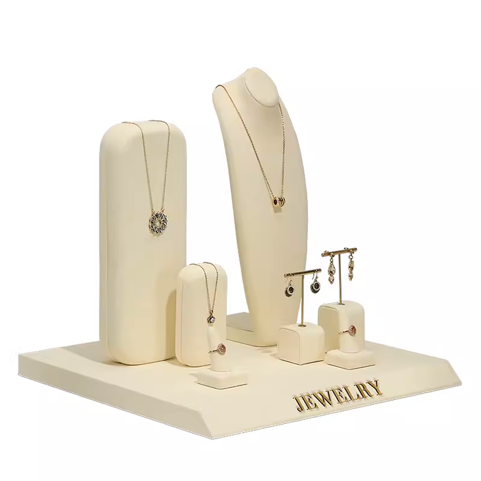 SETS-Ivory Light Jewelry Display Stand - Necklace and Earring Showcase Mannequin