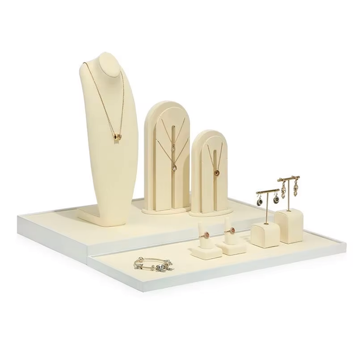 SETS-Ivory Light Jewelry Display Stand - Necklace and Earring Showcase Mannequin