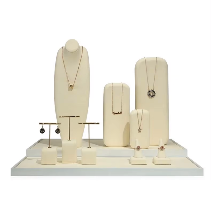 SINGELS-Ivory Light Jewelry Display Stand - Necklace and Earring Showcase Mannequin