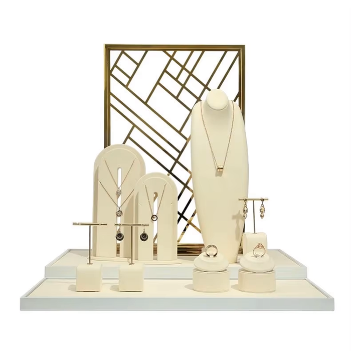 SETS-Ivory Light Jewelry Display Stand - Necklace and Earring Showcase Mannequin