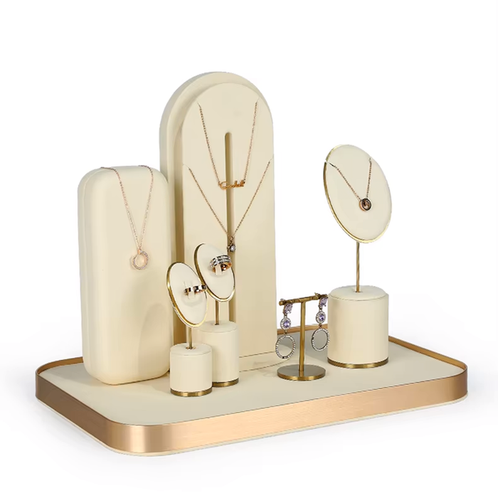 SETS-Ivory White Jewelry Display Stand - Earring, Ring, Bracelet, and Necklace Showcase Prop